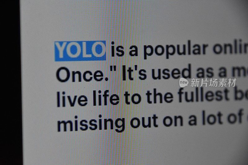 YOLO,意思字典. .生命只有一次